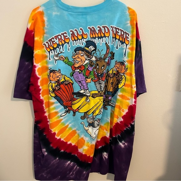 2014 Alice In Wonderland Who Are You Tie Dye Shirt Size XXL Liquid Blue - Picture 2 of 5